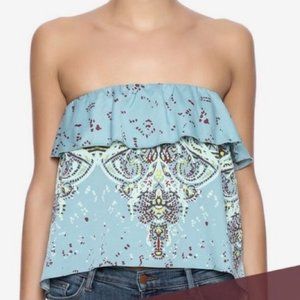 Free People Intimately Blue Print Strapless Top XS